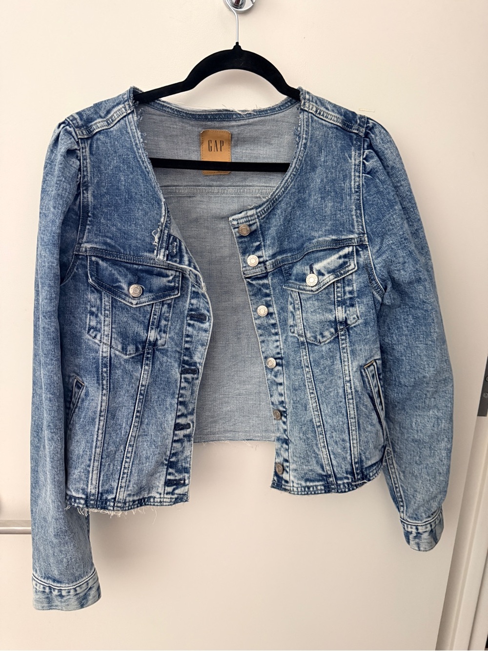 GAP Women's Acid Wash Denim Jacket - Light Blue